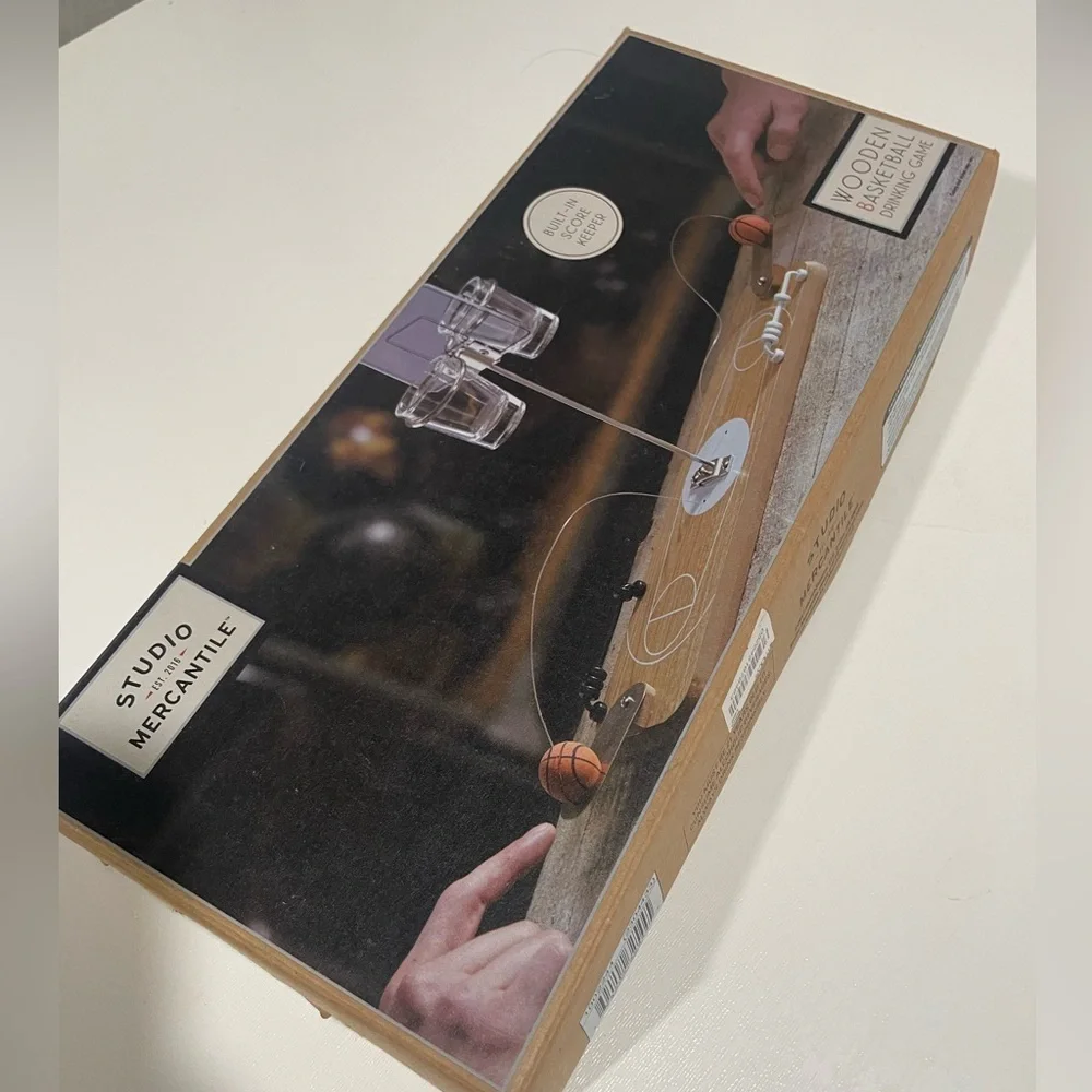 NEW Studio Mercantile built in score wooden basketball drinking game - Picture 2 of 6